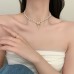 全面ラインストーンのリボンパールネックレスndw410